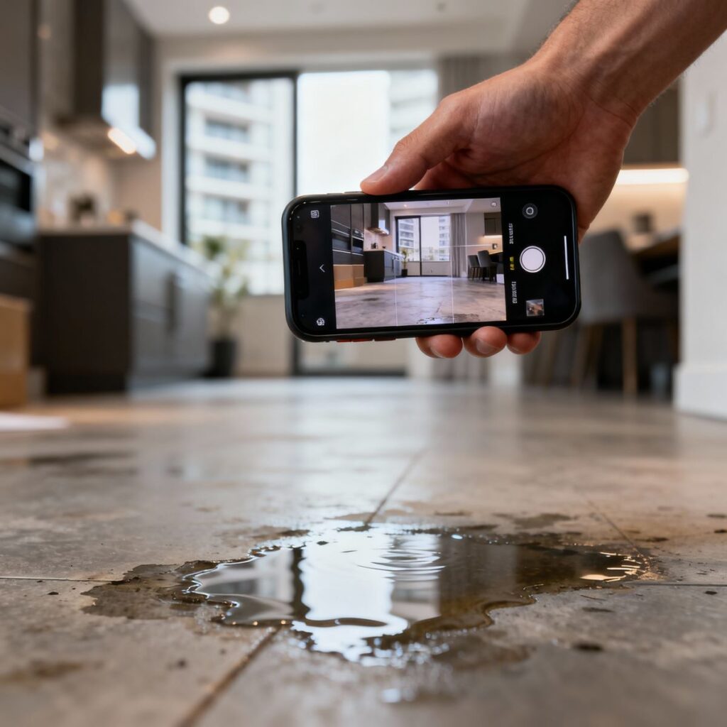 Documenting water damage with smartphone for insurance claim